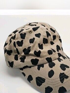Anthropologie Cheetah Heart Print Cap Hat